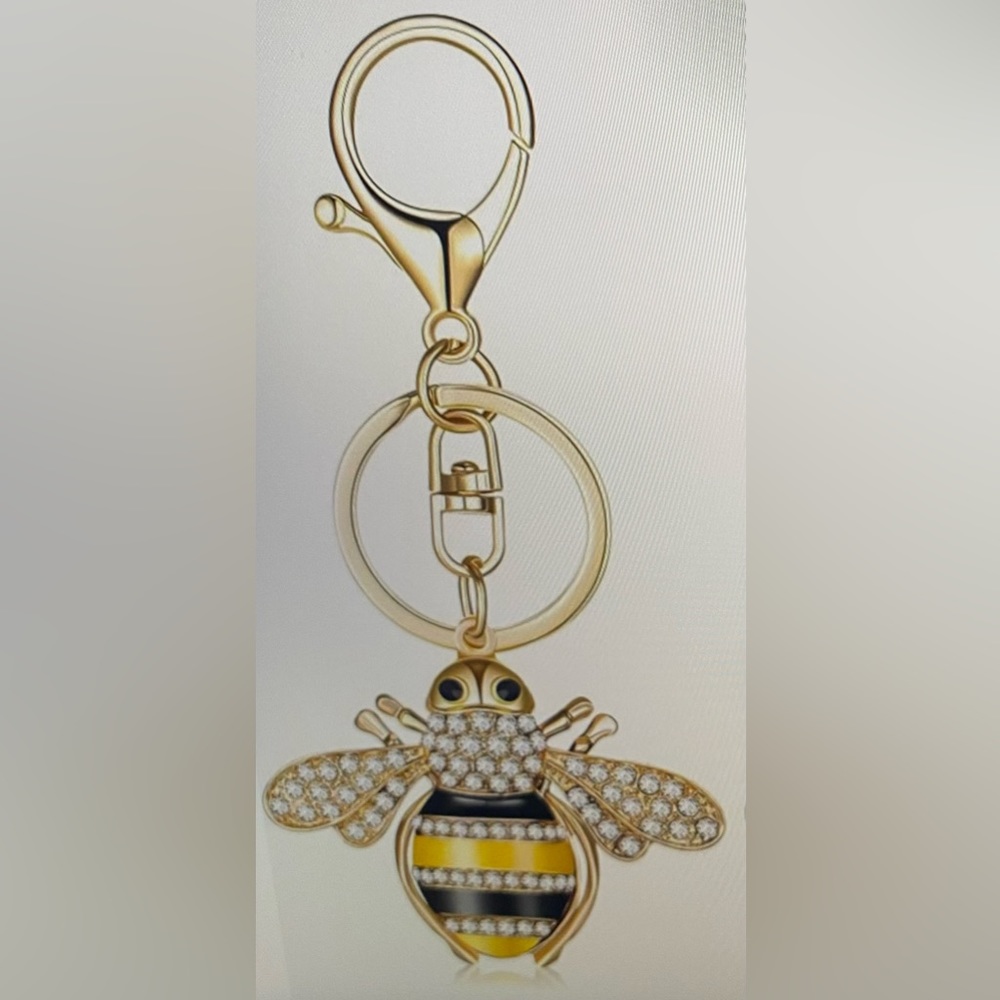 Bee Keychain Shiny Rhinestones Purse Charm Handbag Keychain BEEEautiful